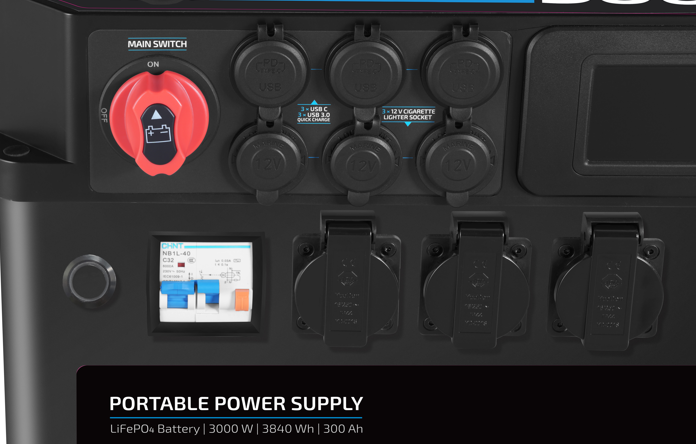 ECTIVE AccuBox 300s tragbare Stromversorgung - Modell 2023 - mit 300Ah Lithium Batterie, integriertem Wechselrichter und MPPT